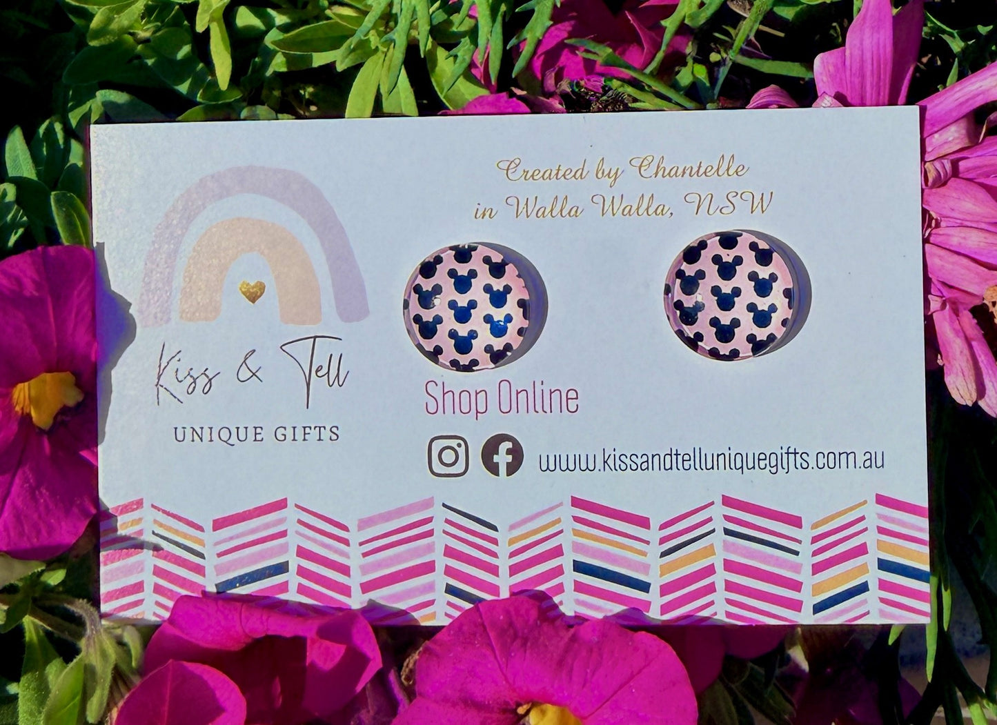 * SALE *  Mickey Glass Stud Earrings