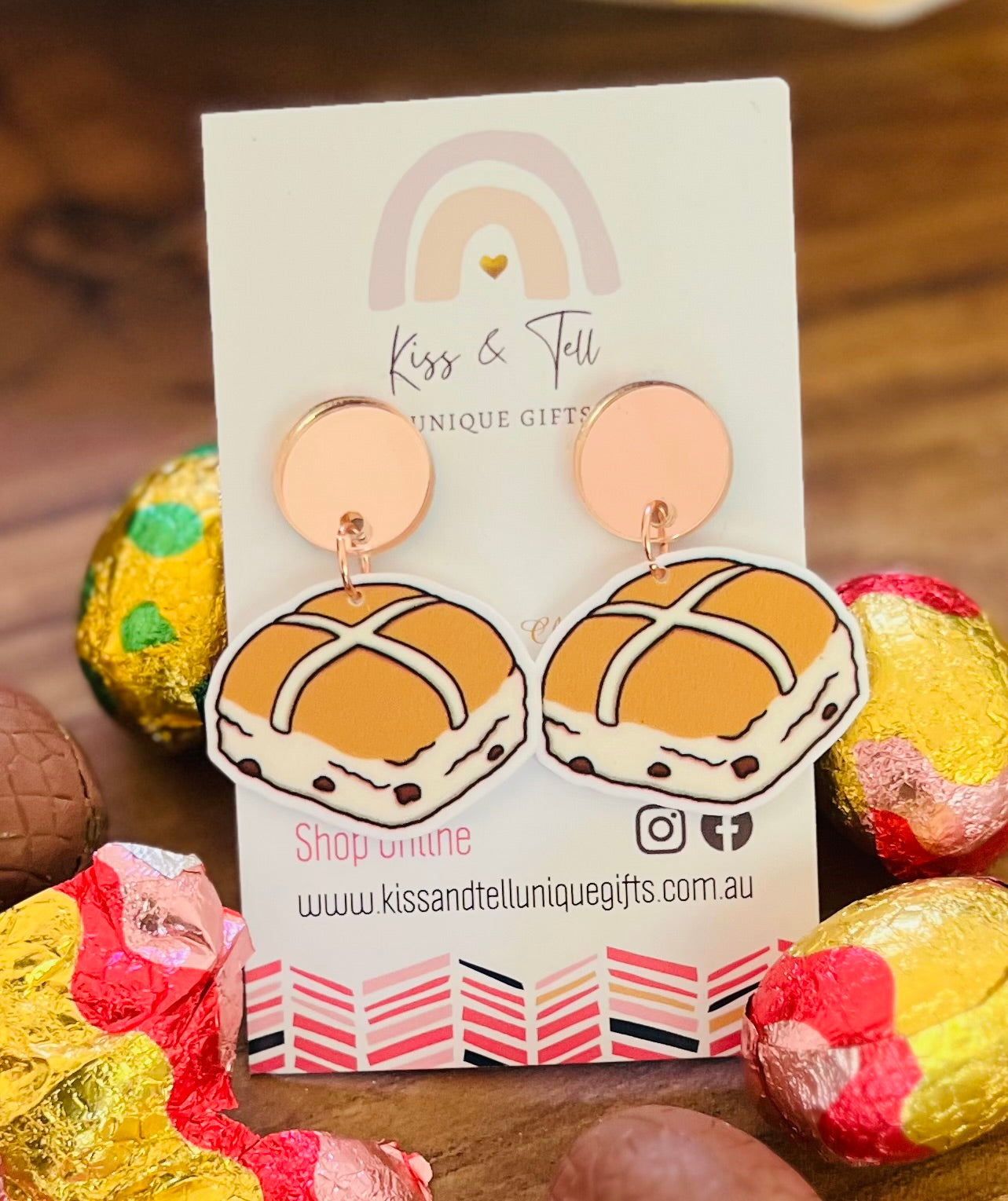 Easter Hot Cross Bun Earrings