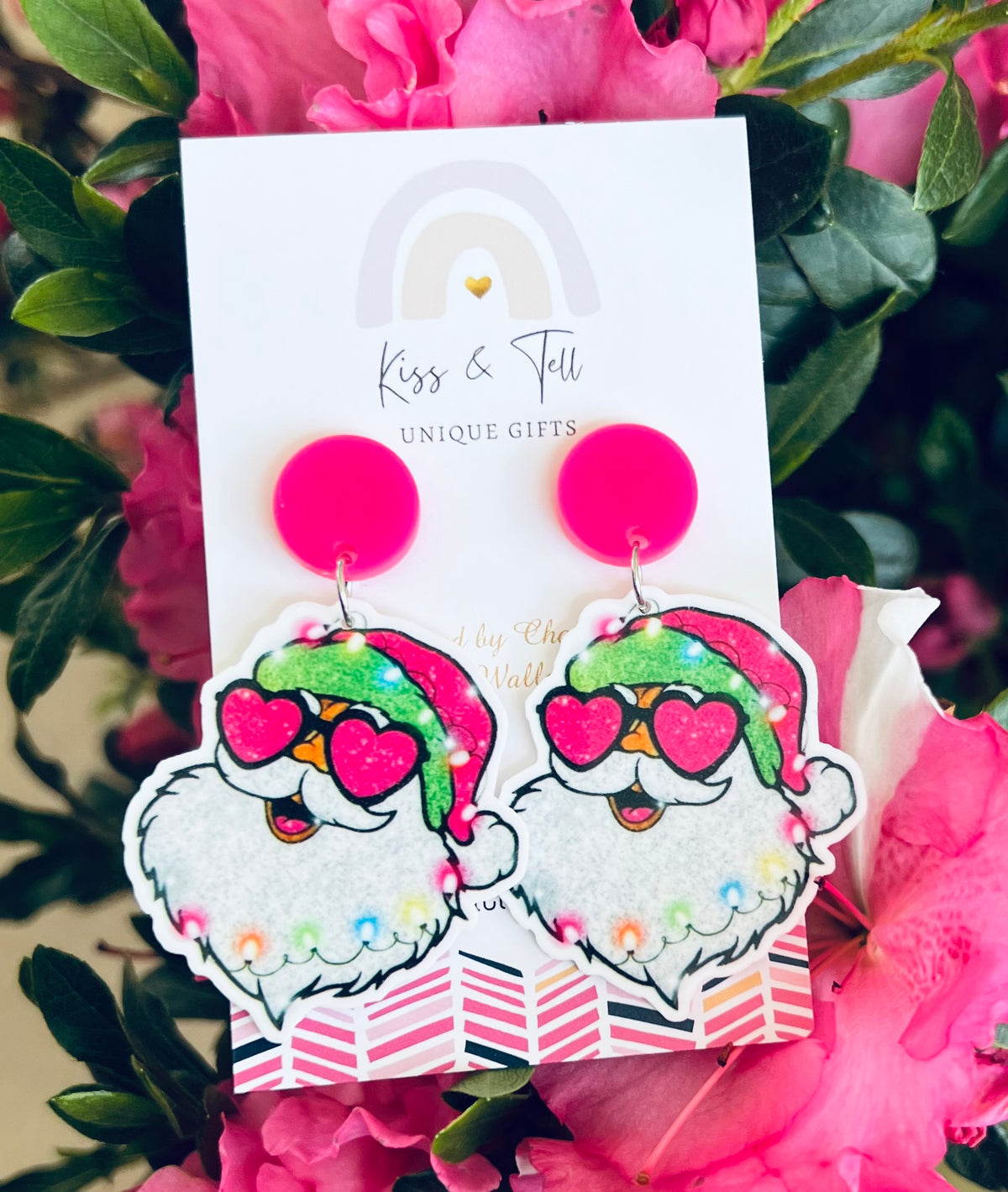 Hot Pink Santa Dangle Earrings