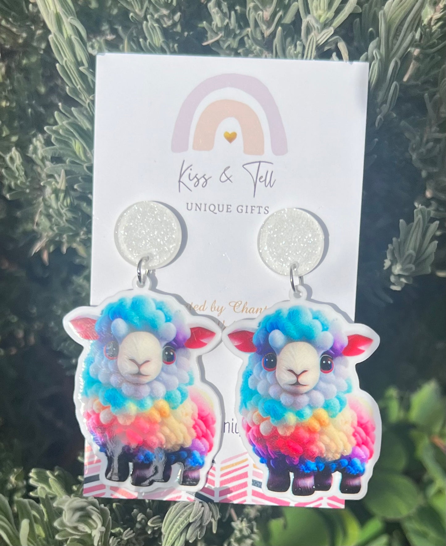 Rainbow Sheep Dangle Earrings