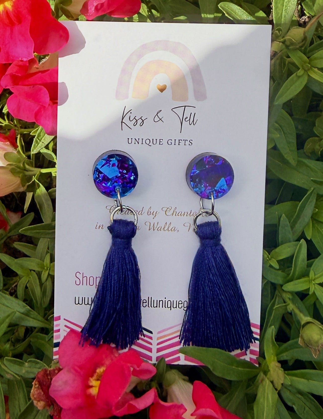 Midnight Glitter Tassel-Drop Earrings