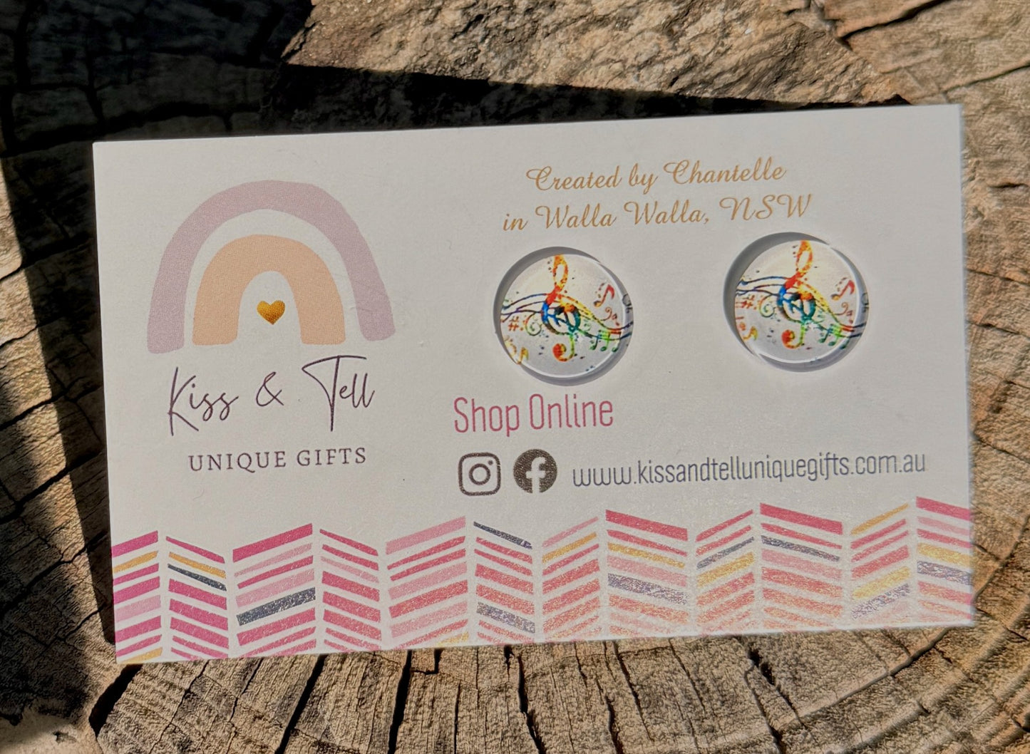 Music Note Glass Stud Earrings