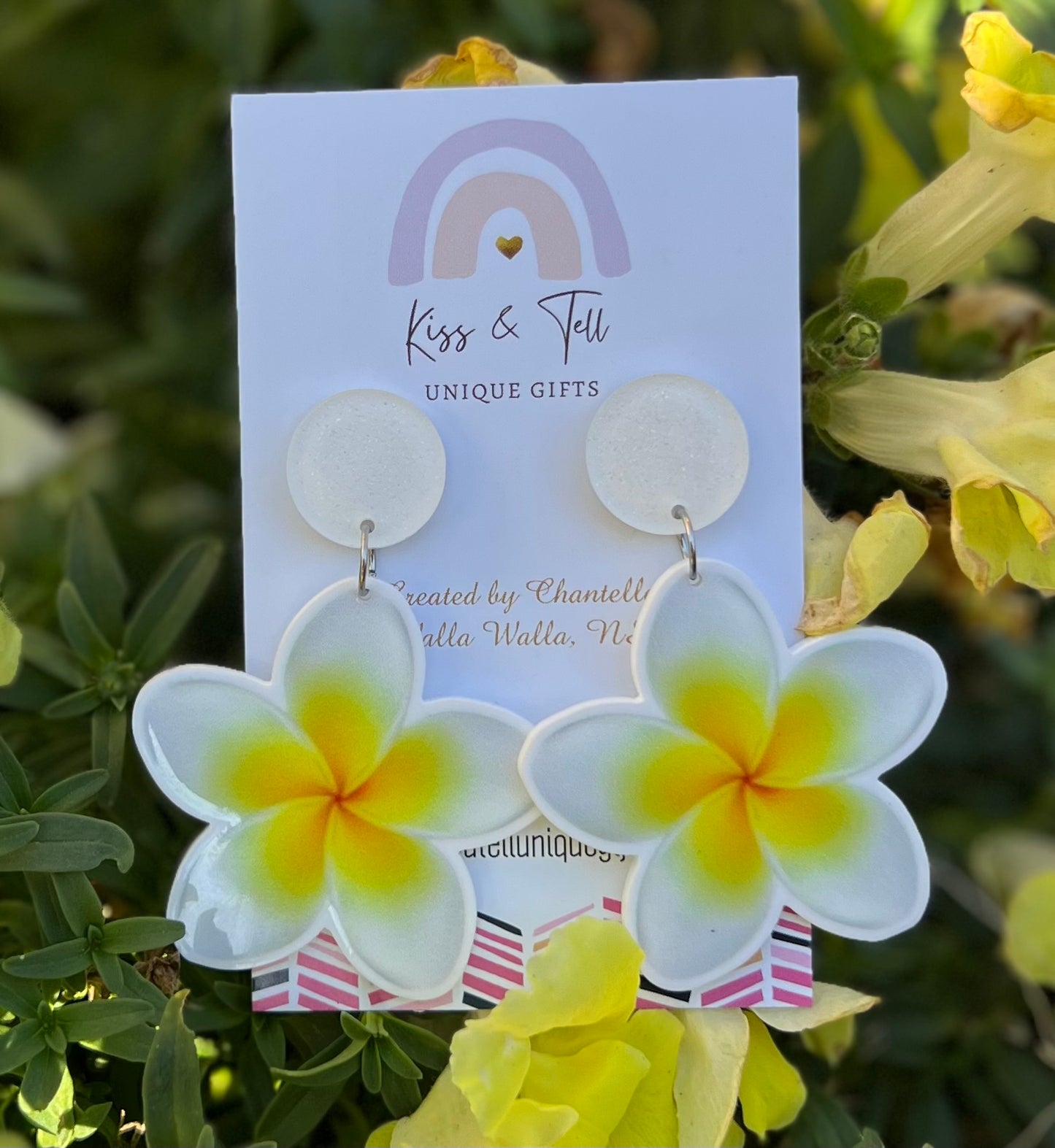 Frangipani Flower Dangle Earrings