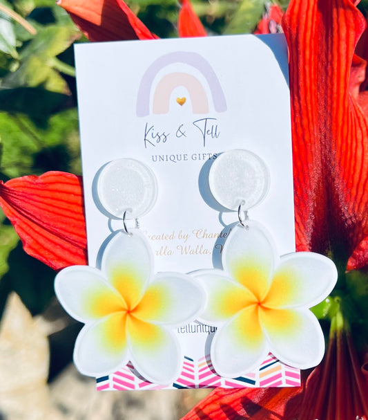 Frangipani Flower Dangle Earrings