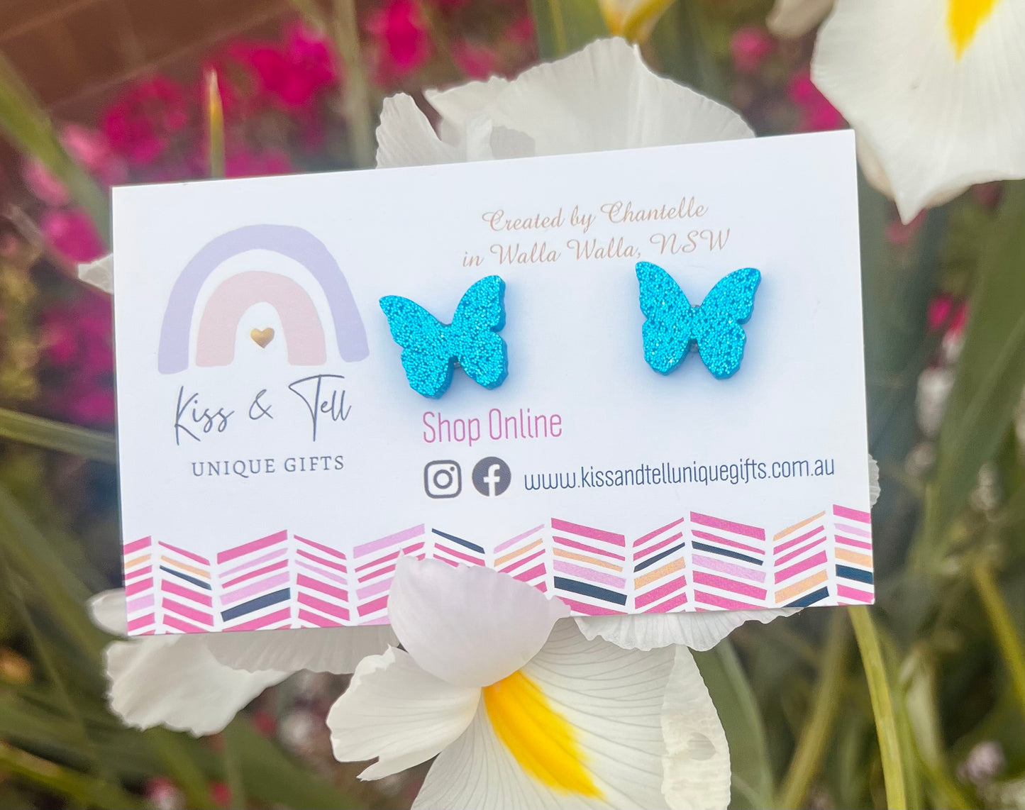 Glitter Butterfly Stud Earrings