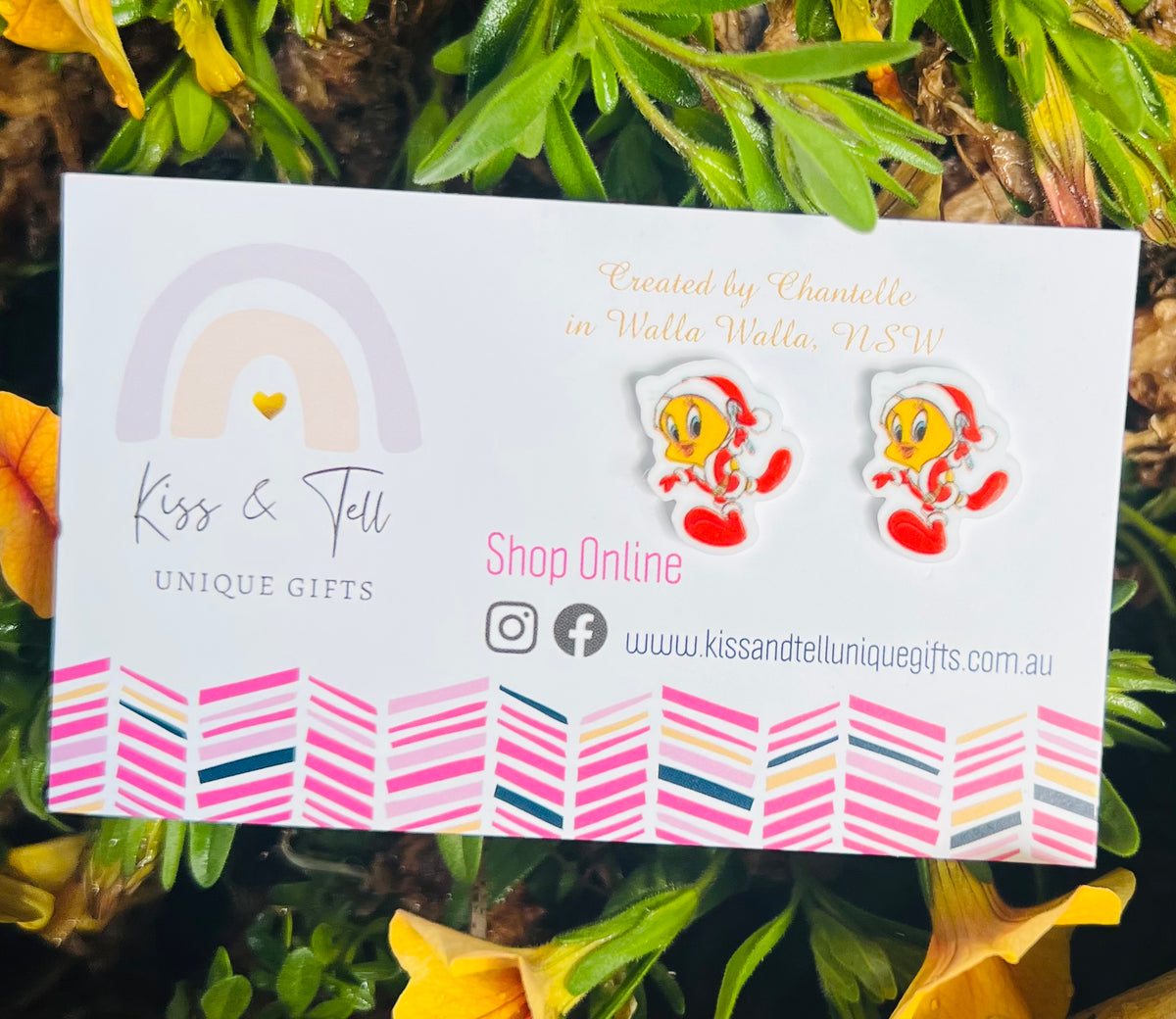 Christmas Tweety Bird Stud Earrings
