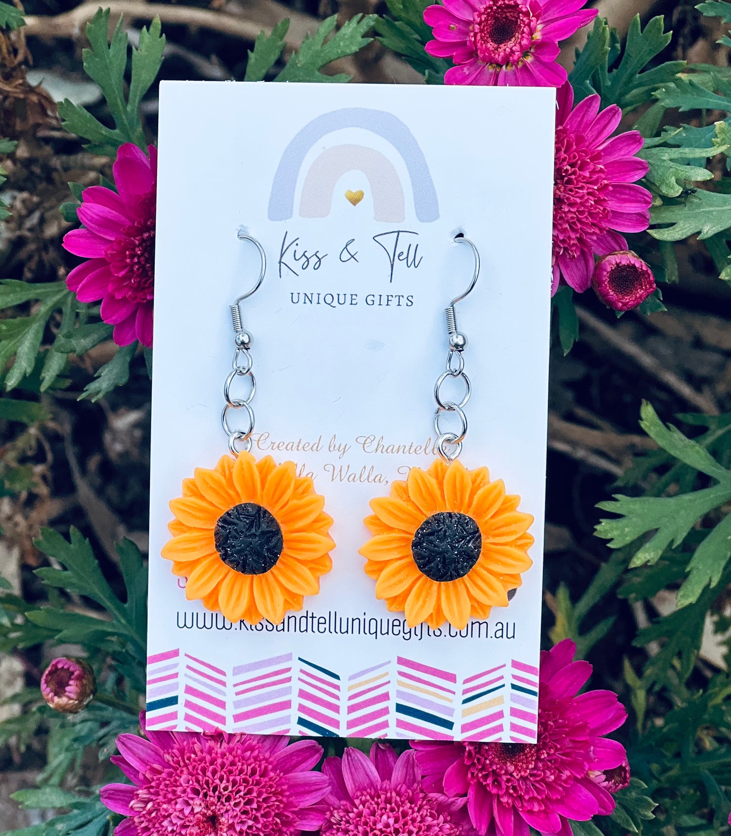 Larger Sunflower Dangle Earrings