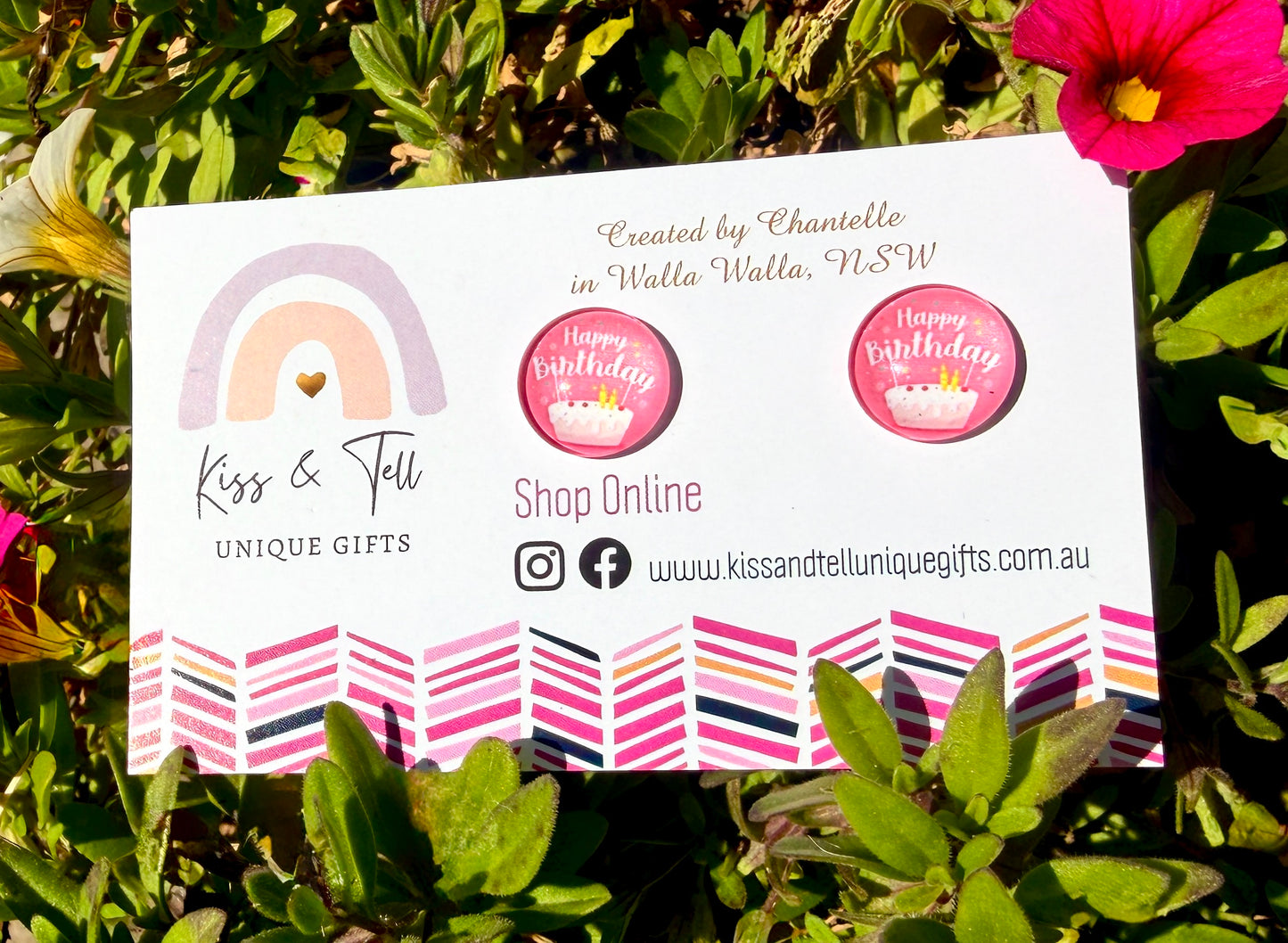 'Happy Birthday' Glass Stud Earrings