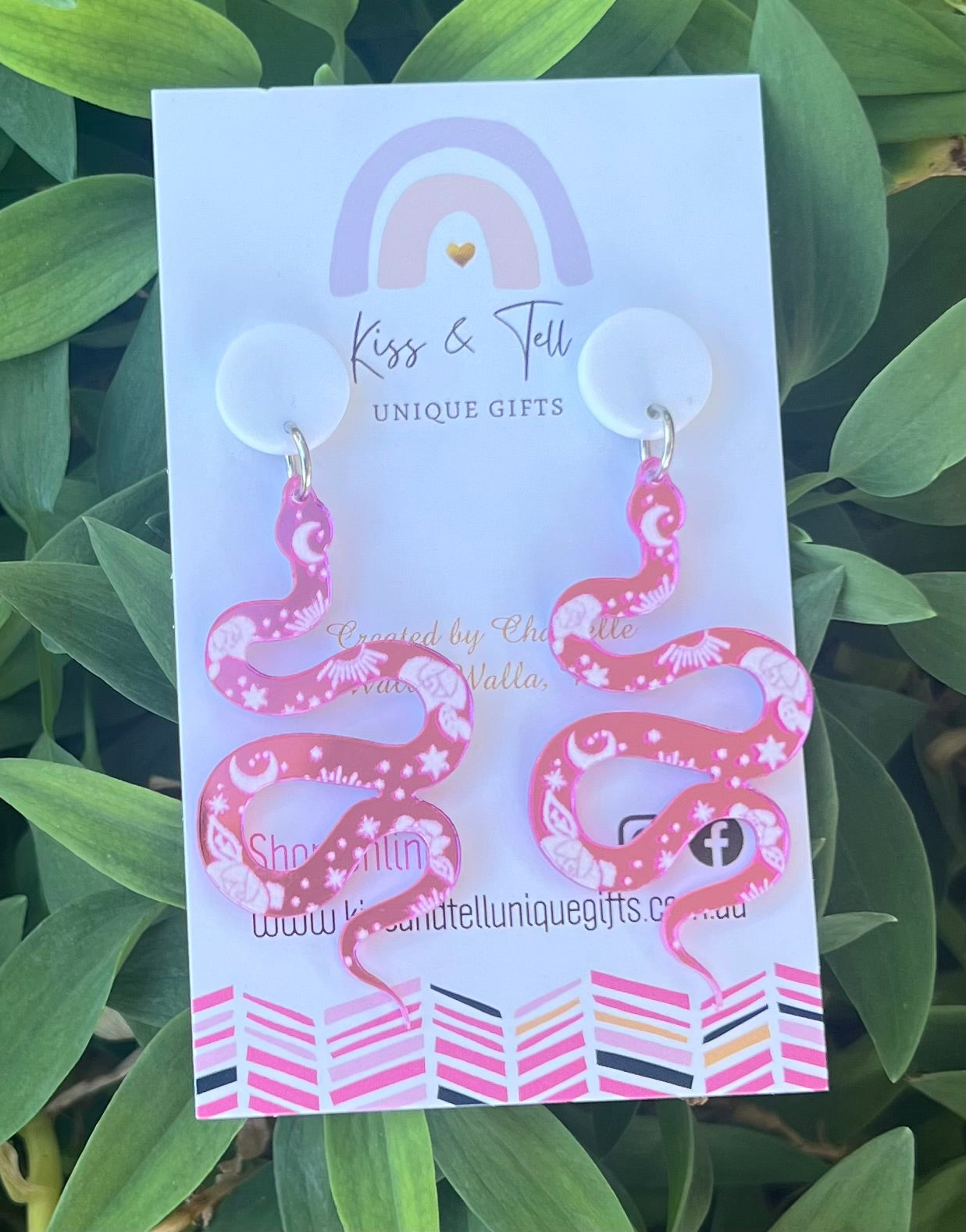 Pink Snake Dangle Earrings