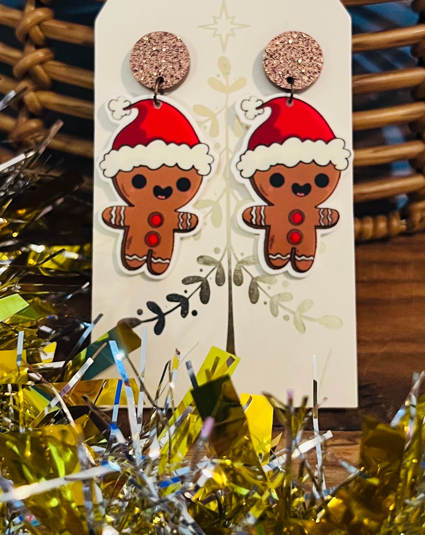 Gingerbread Man Drop Earrings