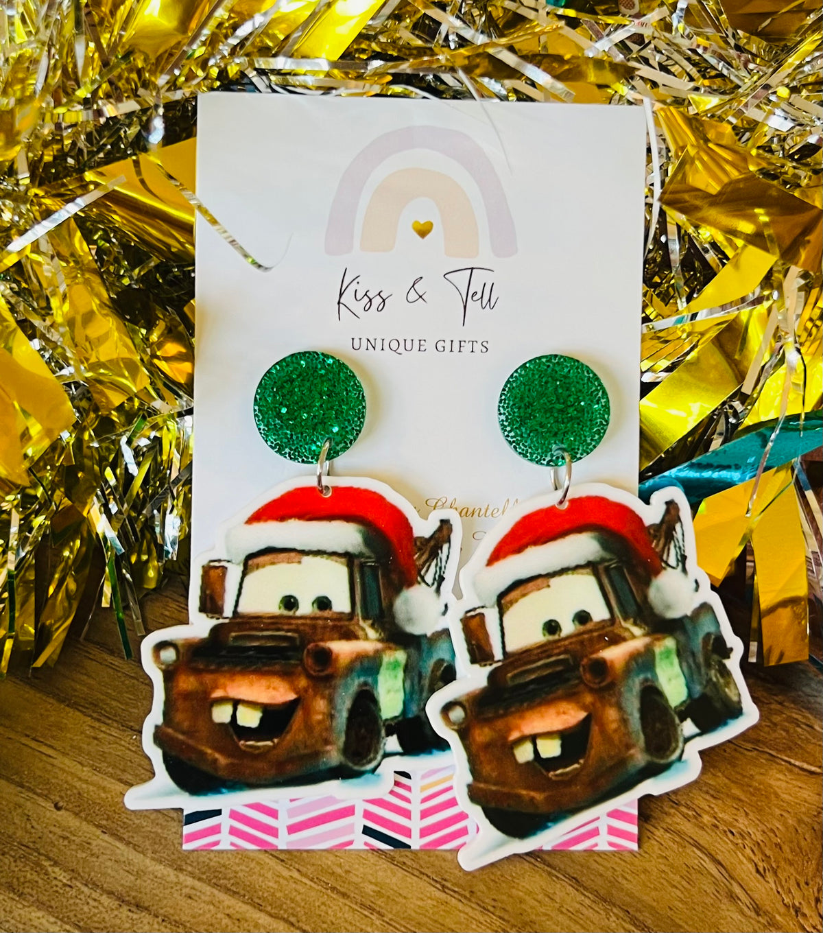 Christmas Cars McQueen & Mater Dangle Earrings