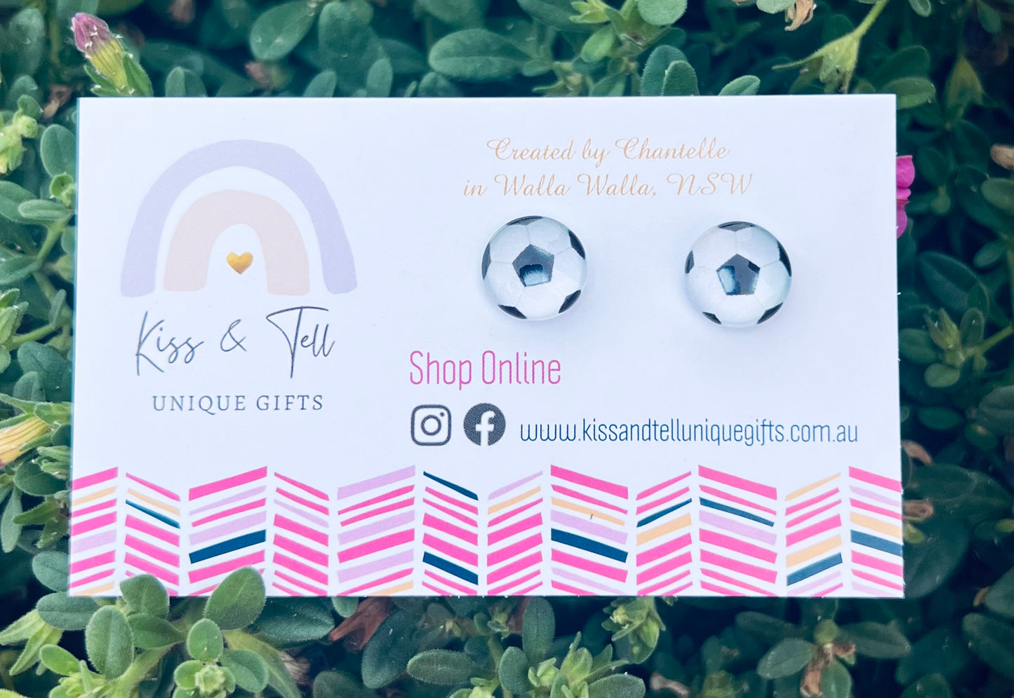 Soccer Ball Glass Stud Earrings