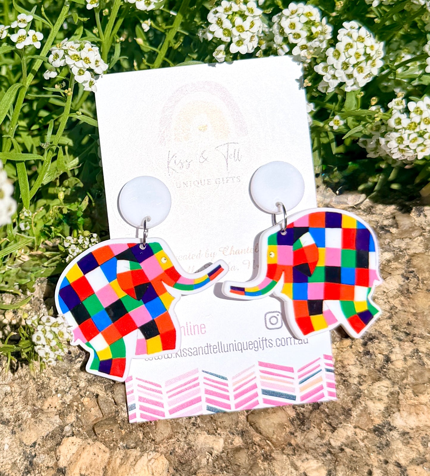 Elmer The Elephant Dangle Earrings