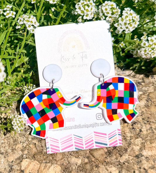 Elmer The Elephant Dangle Earrings