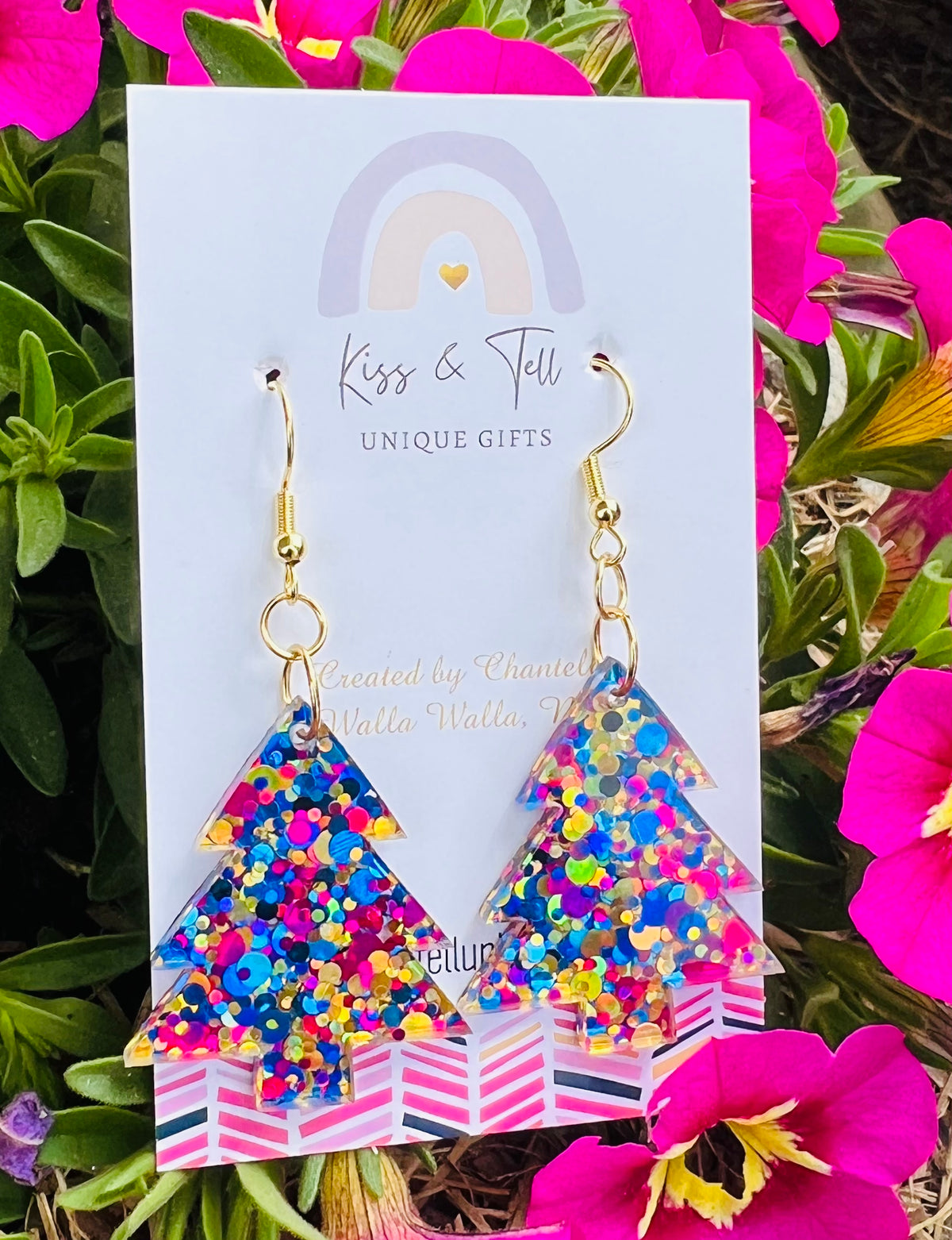 Confetti Glitter Acrylic Christmas Tree Earrings