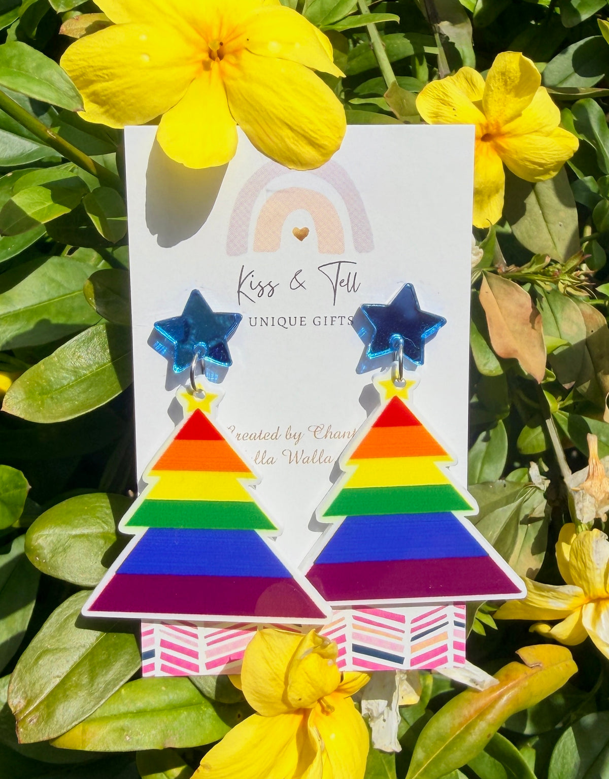 Rainbow Christmas Tree Dangle Earrings