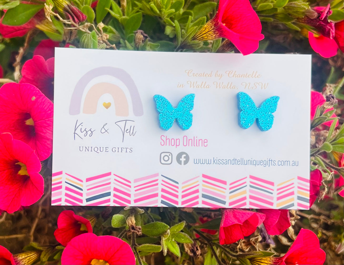 Glitter Butterfly Stud Earrings