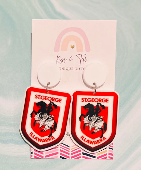 NRL Dragons Team Dangle Earrings