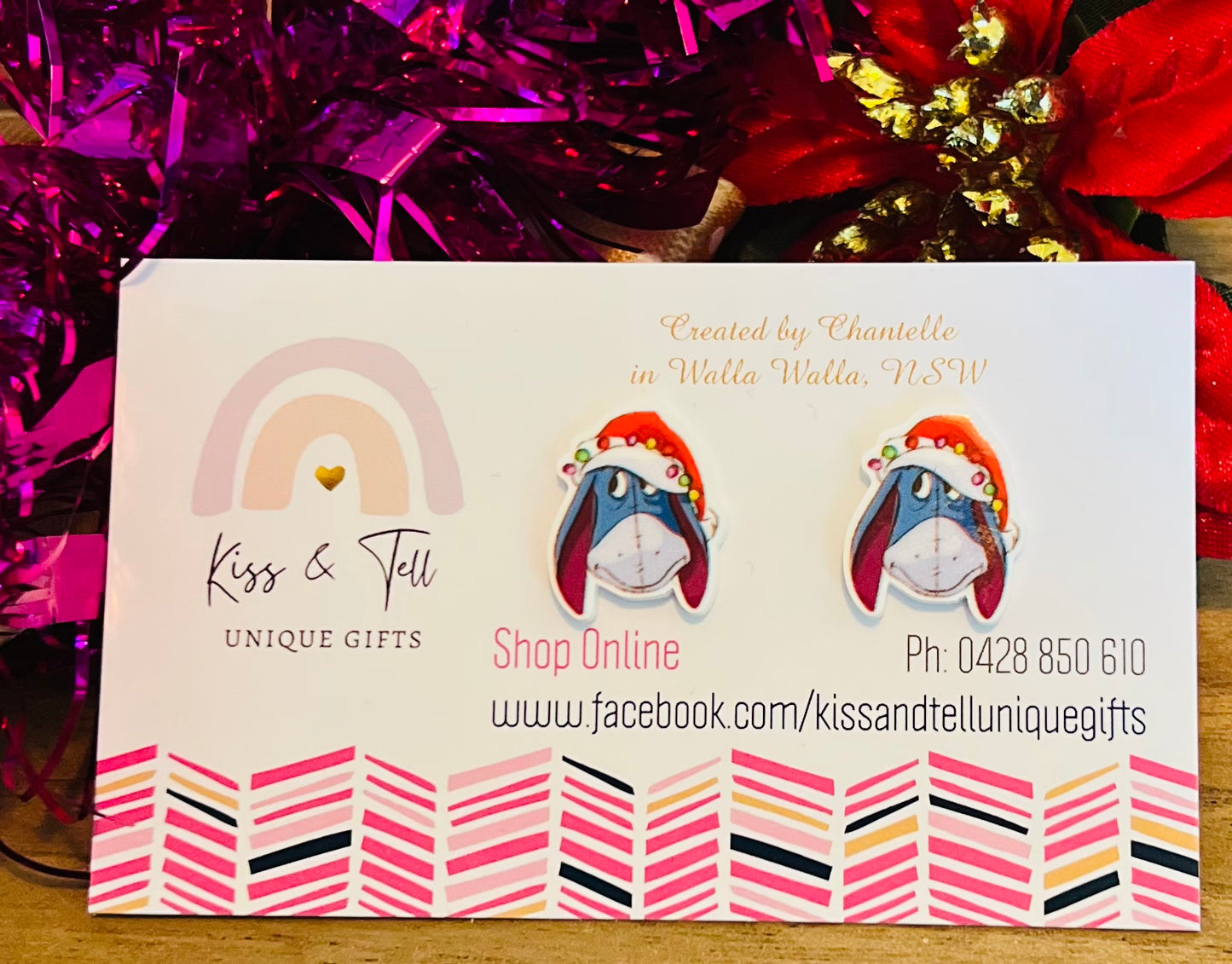 Winnie & Eeyore Christmas Stud Earrings