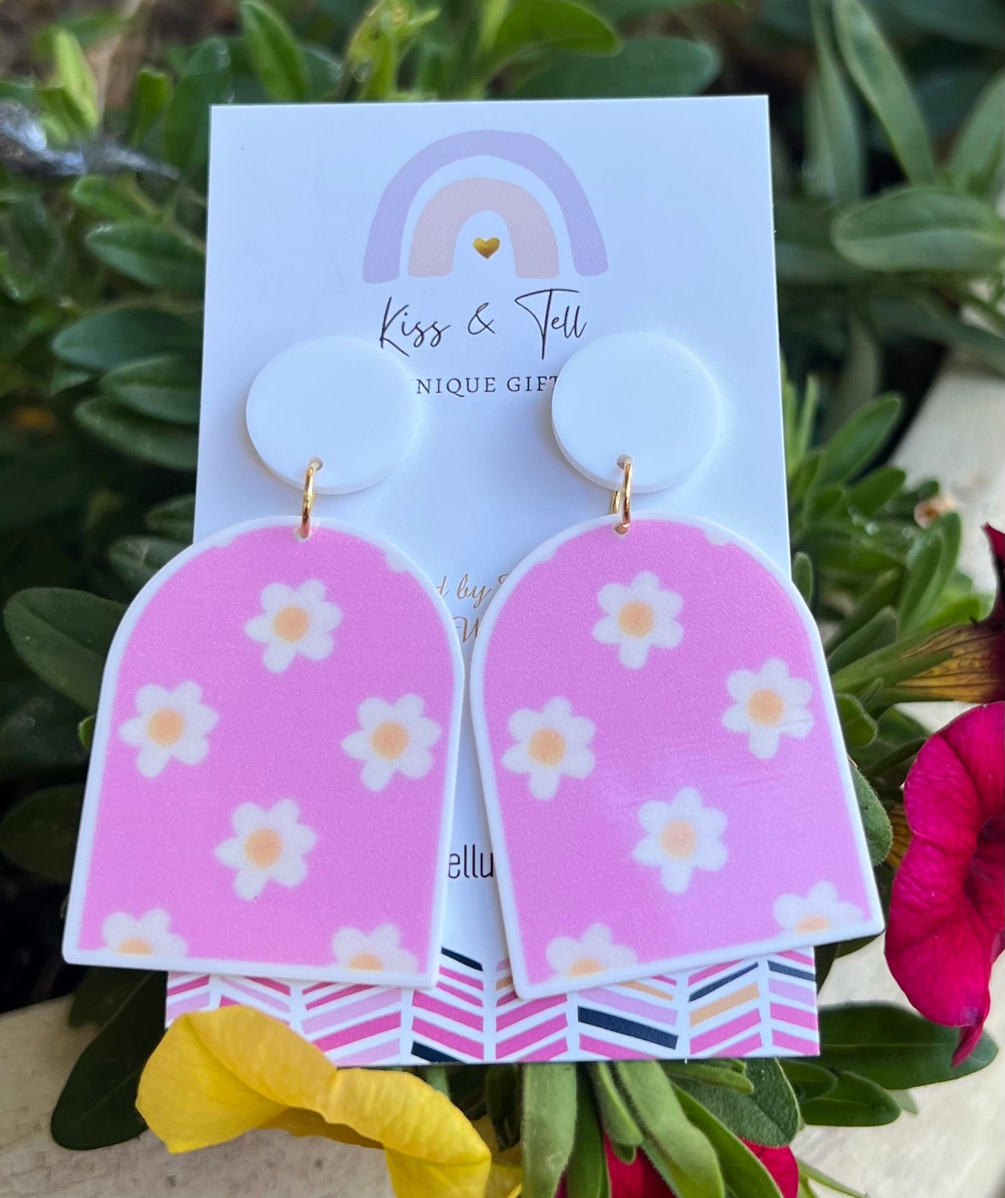 Pink Flower-Arch Earrings