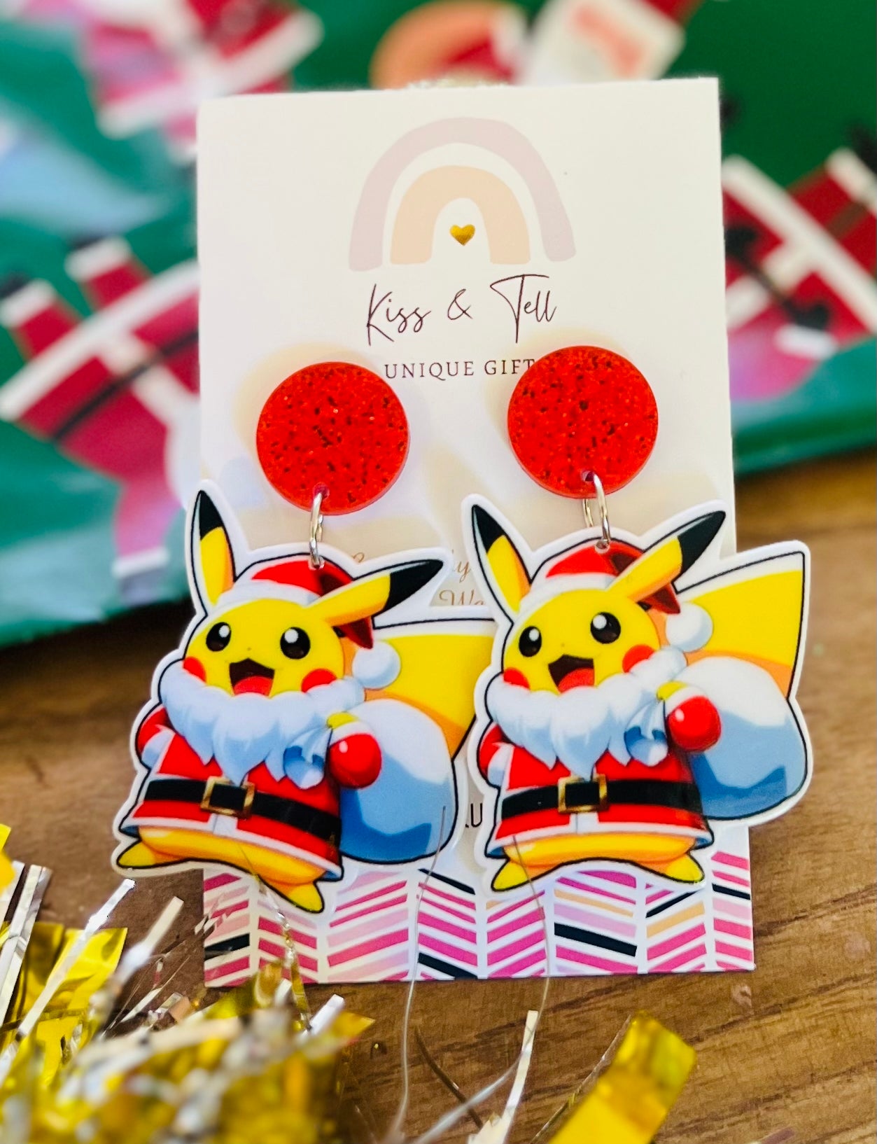 Pokemon Christmas Pikachu Dangle Earrings