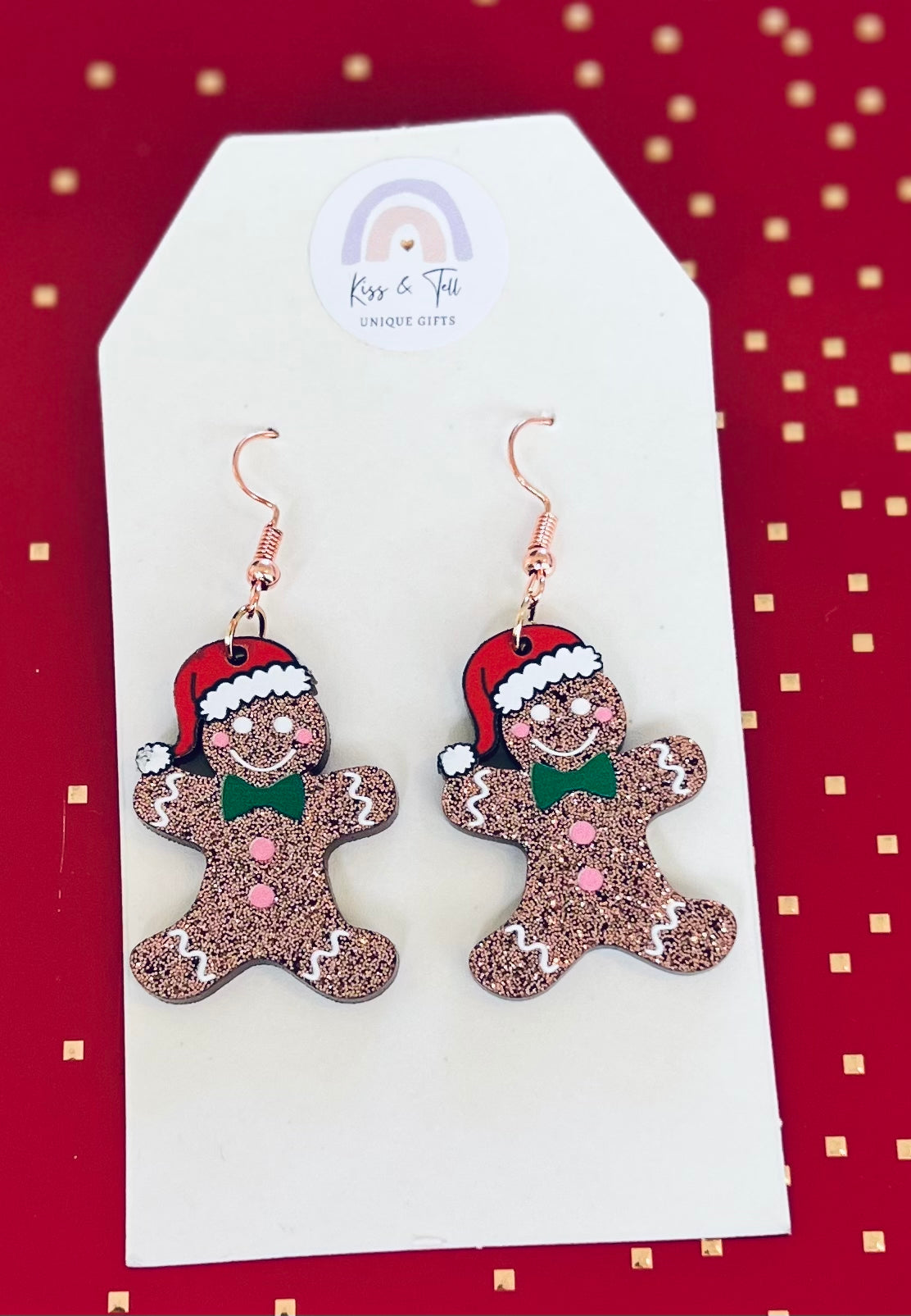 Acrylic Gingerbread Man Dangle Earrings