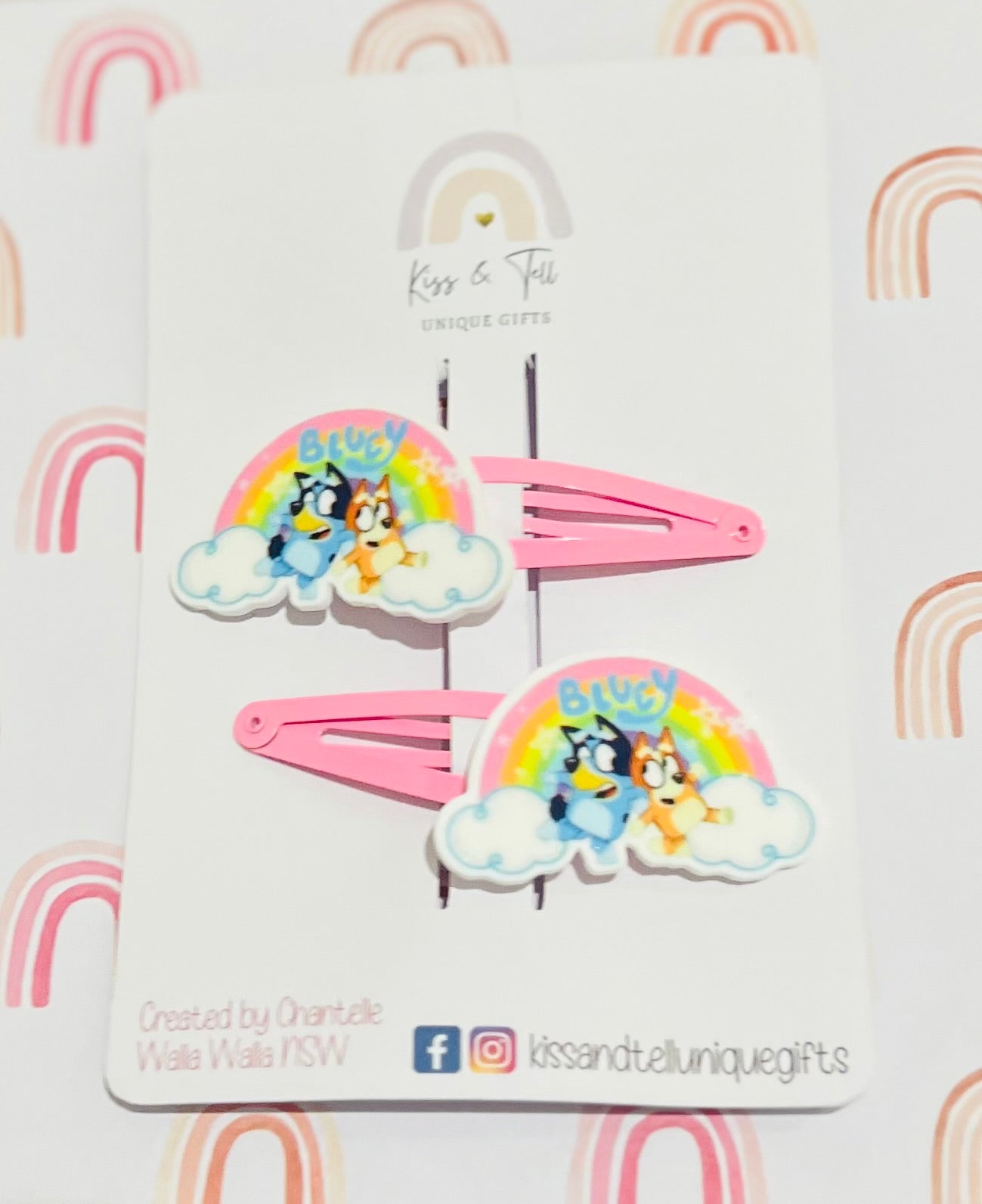 Bluey & Bingo Rainbow Hair Clip Set