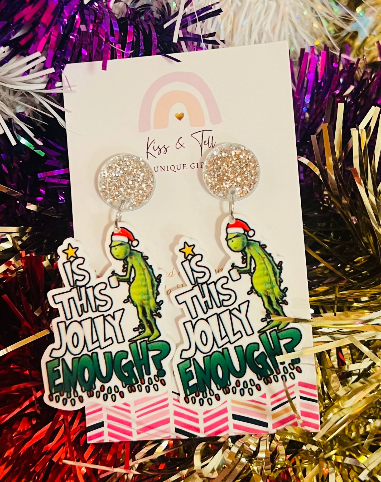 Funny Grinch Quote Dangle Earrings