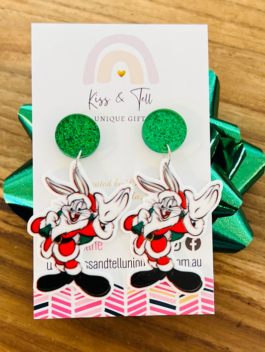 Christmas Bugs Bunny Earrings