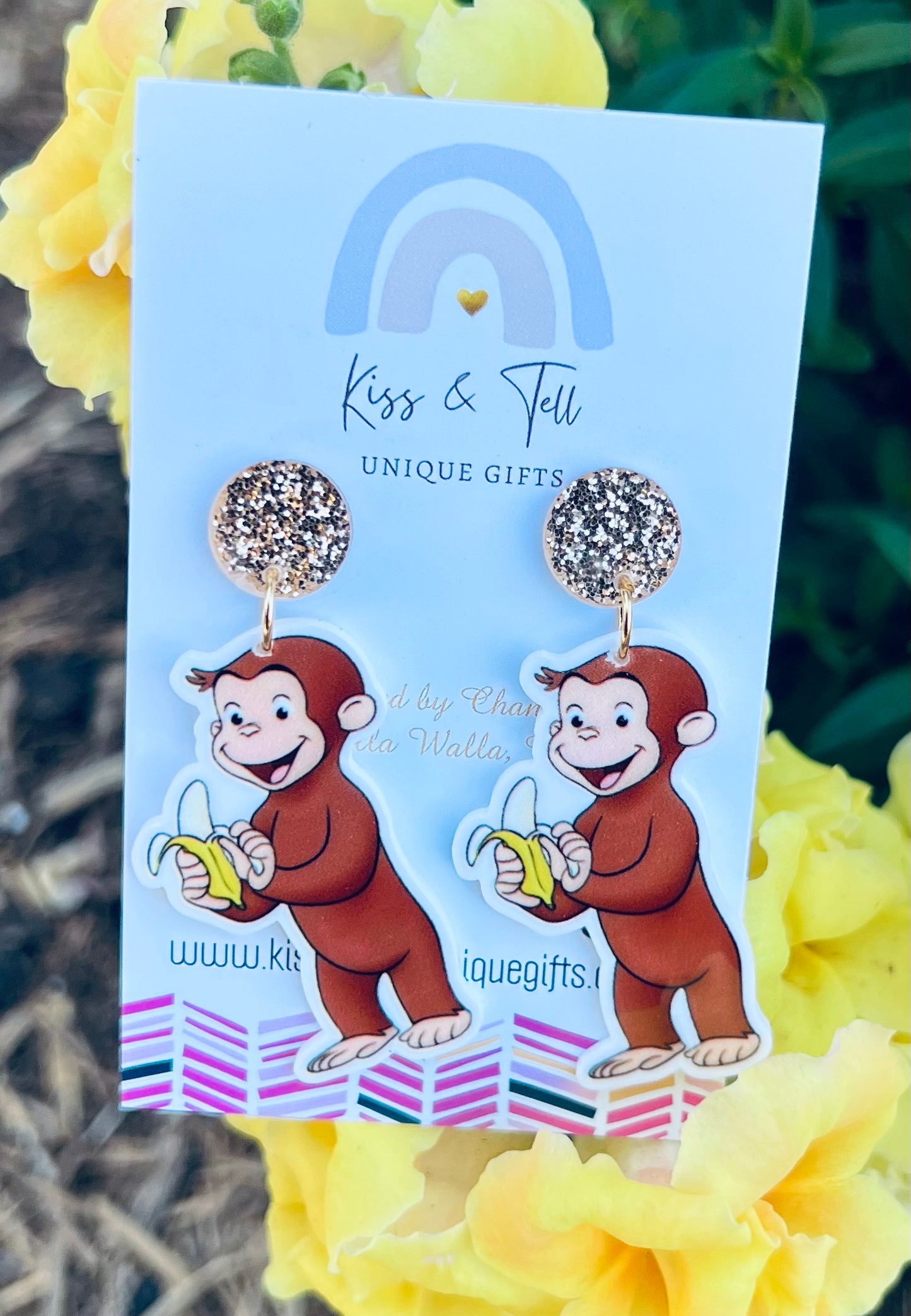 Curious George Monkey Dangle Earrings