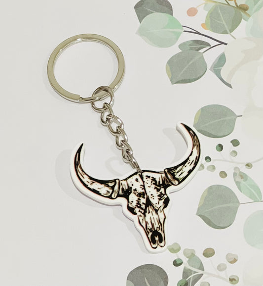 Bull Skull Keyring