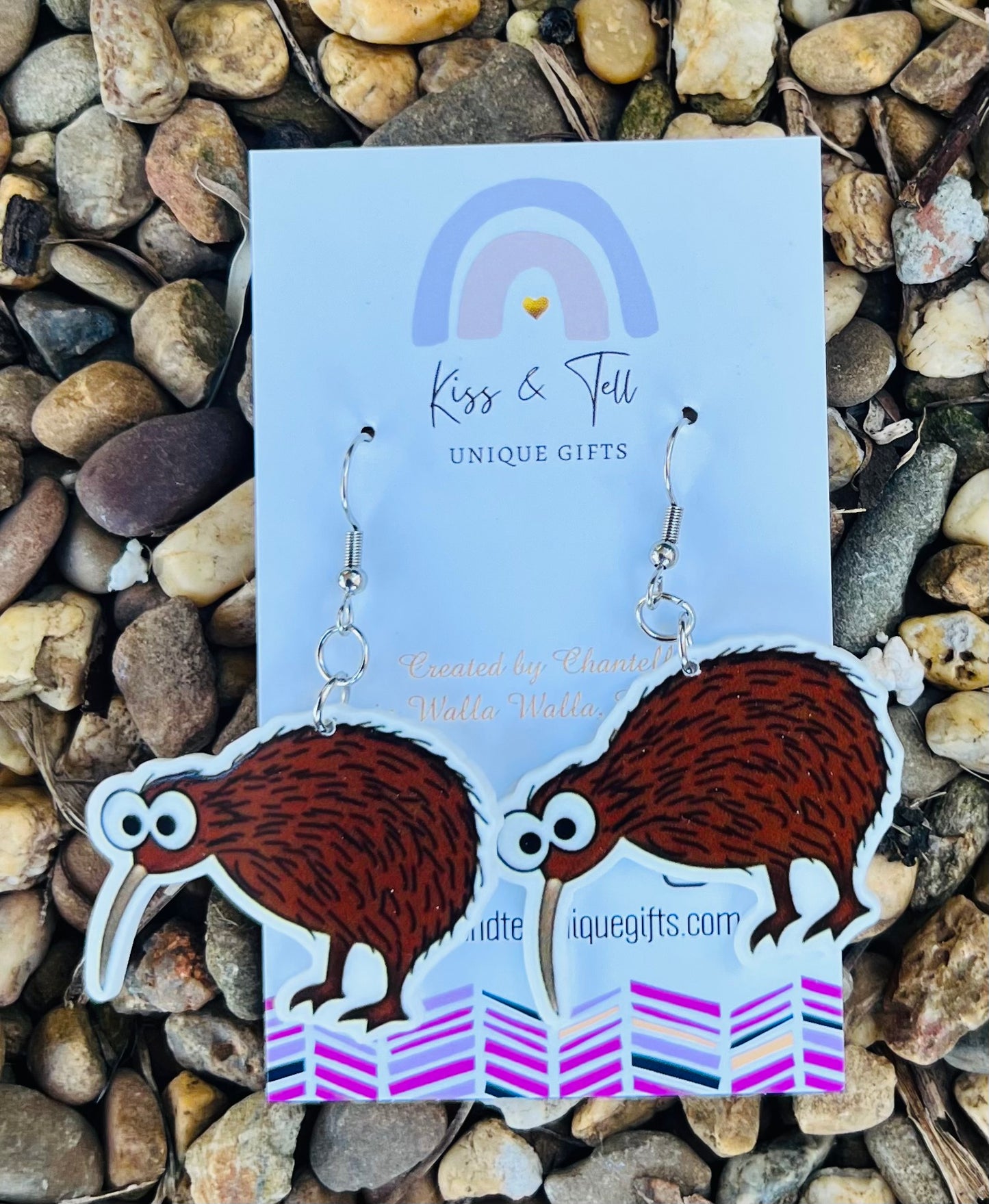 Kiwi Bird Dangle Earrings