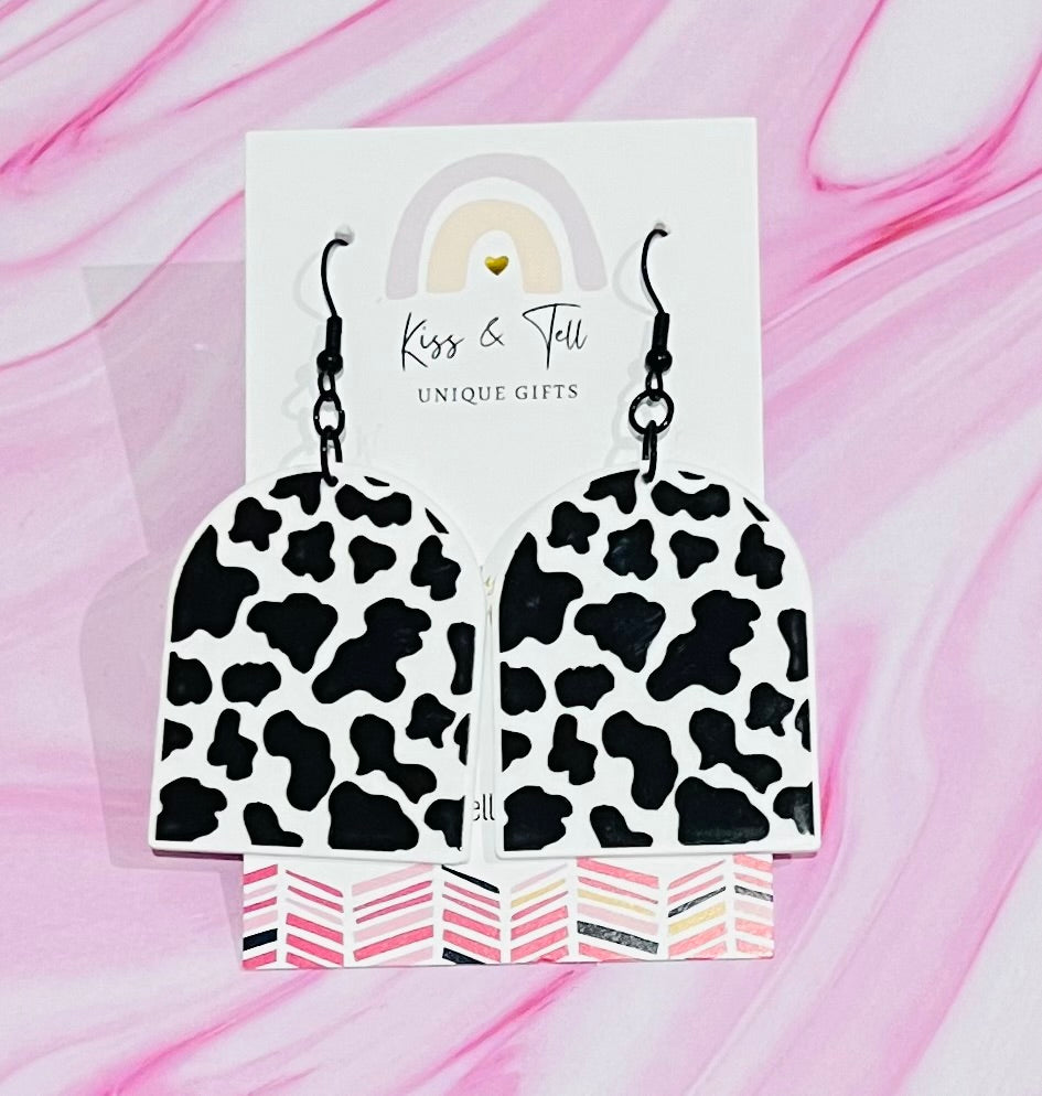 Cow-Print Arch Dangle Earrings