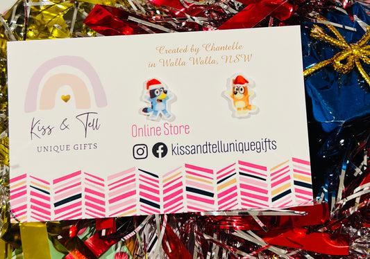 Christmas Bluey & Bingo (Small) Stud Earrings