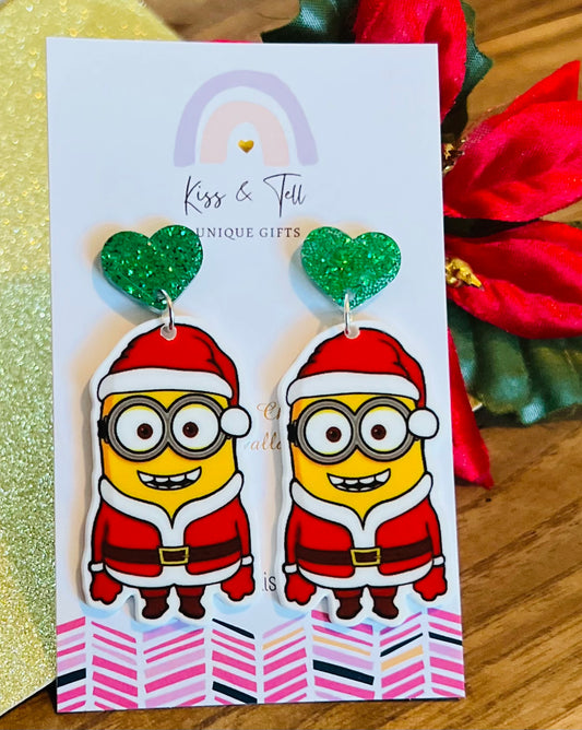 Christmas Minion Heart-Drop Earrings