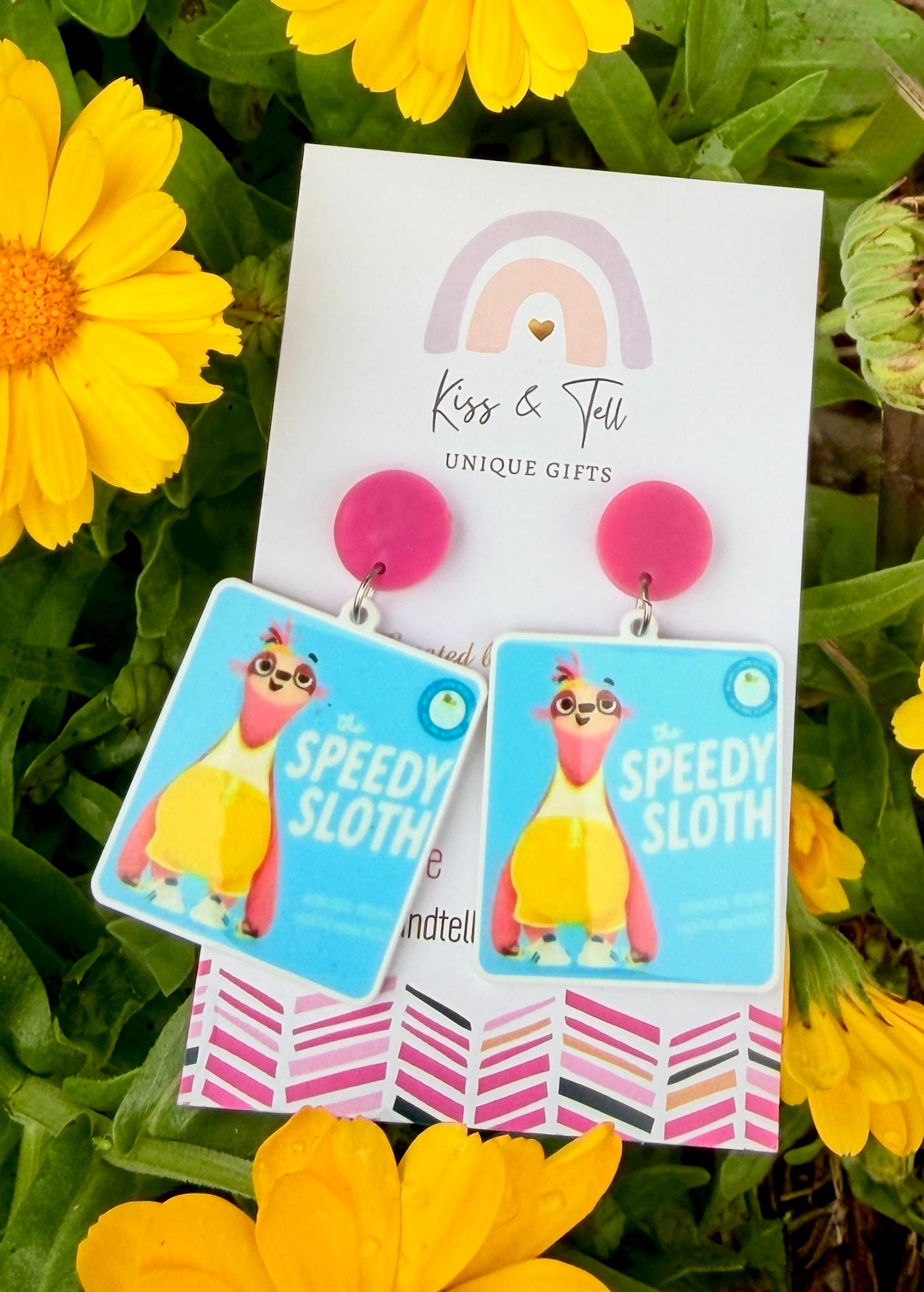 The Speedy Sloth Book Dangle Earrings