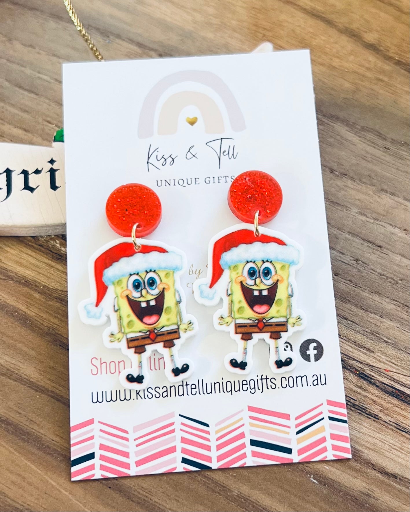 Christmas Sponge Bob Dangle Earrings