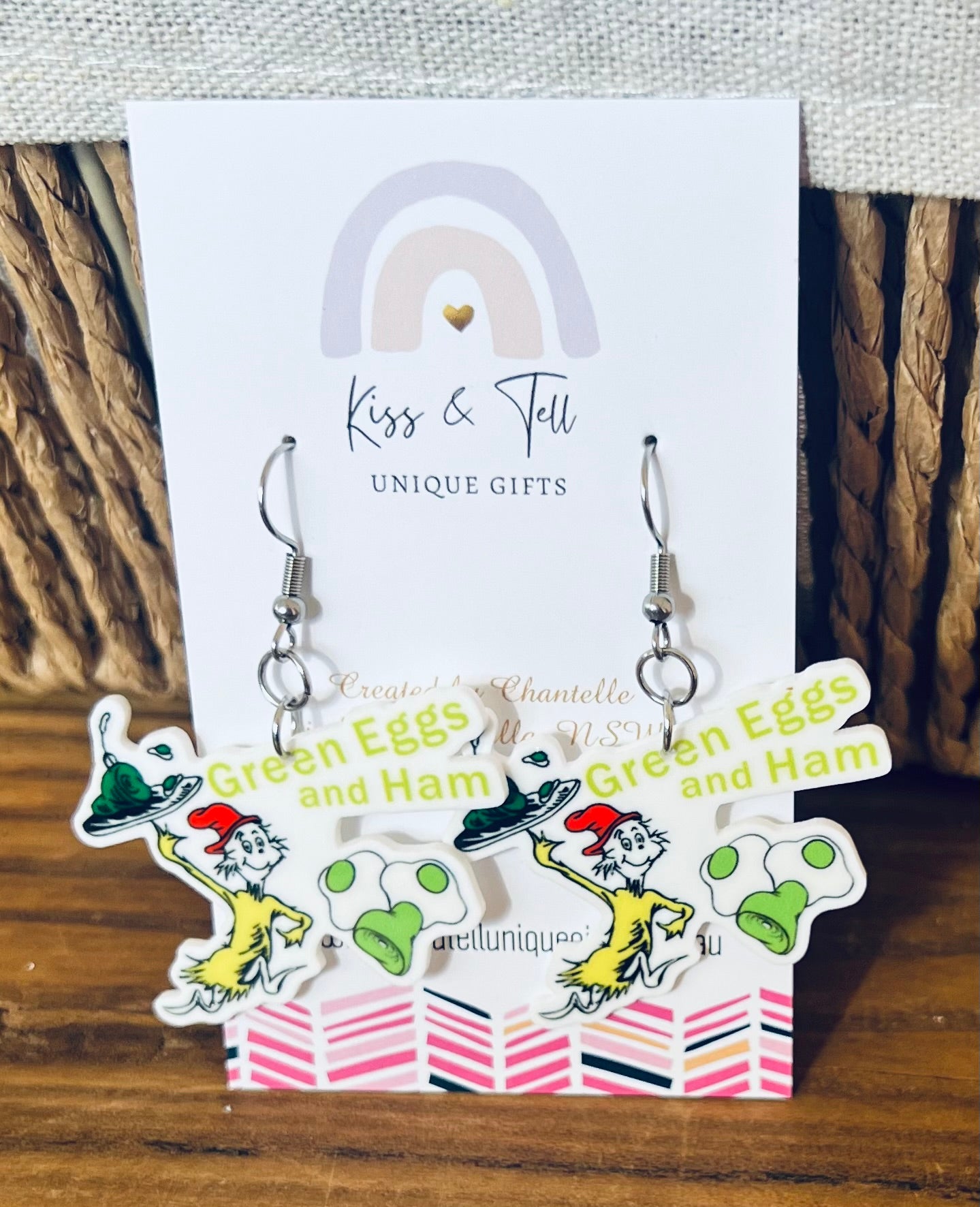 Green Eggs & Ham Dangle Earrings