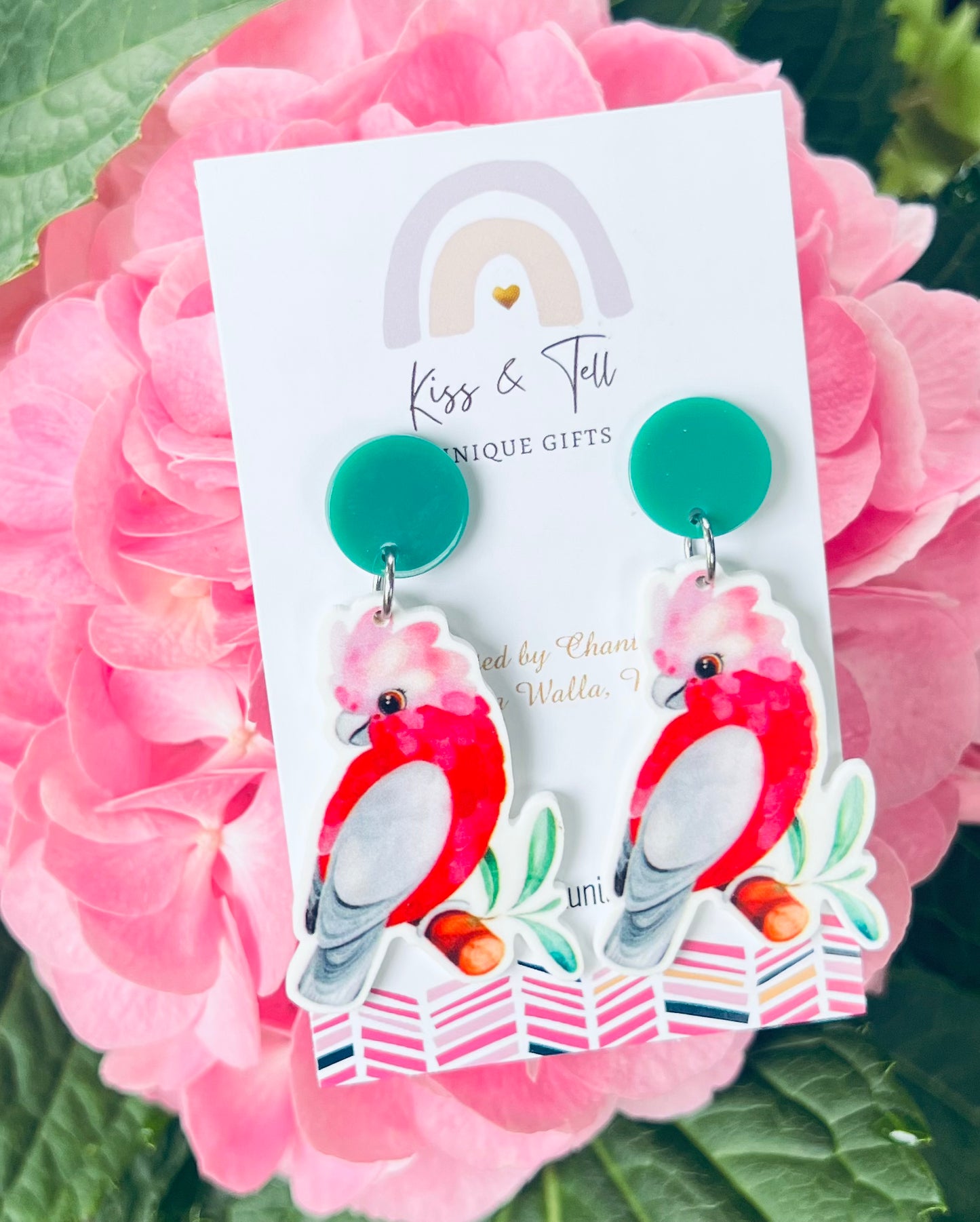 Galah Bird Dangle Earrings