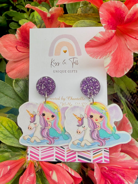 Mermaid Unicorn Dangle Earrings