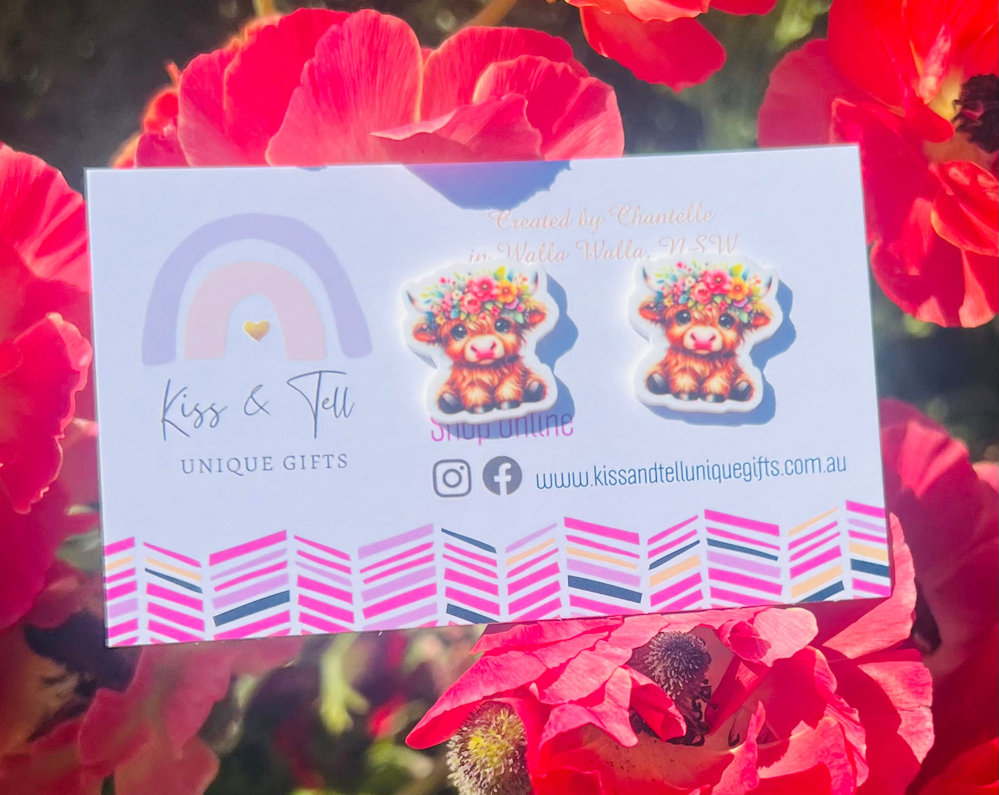 Pretty Highland Cow Stud Earrings