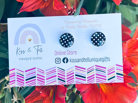 Black & White Dot Stud Earrings