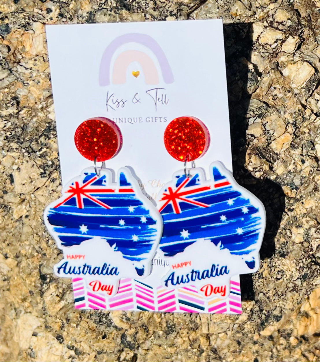 Happy Australia Day Map Earrings