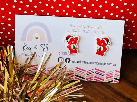 Christmas Tree Care Bear Stud Earrings