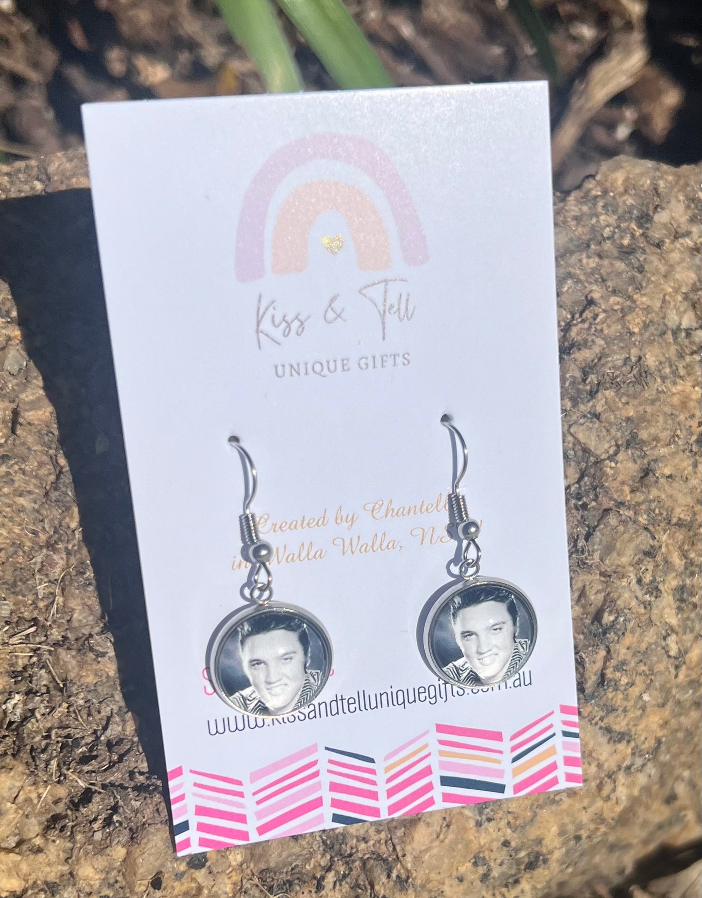 Elvis Singer Glass Earrings