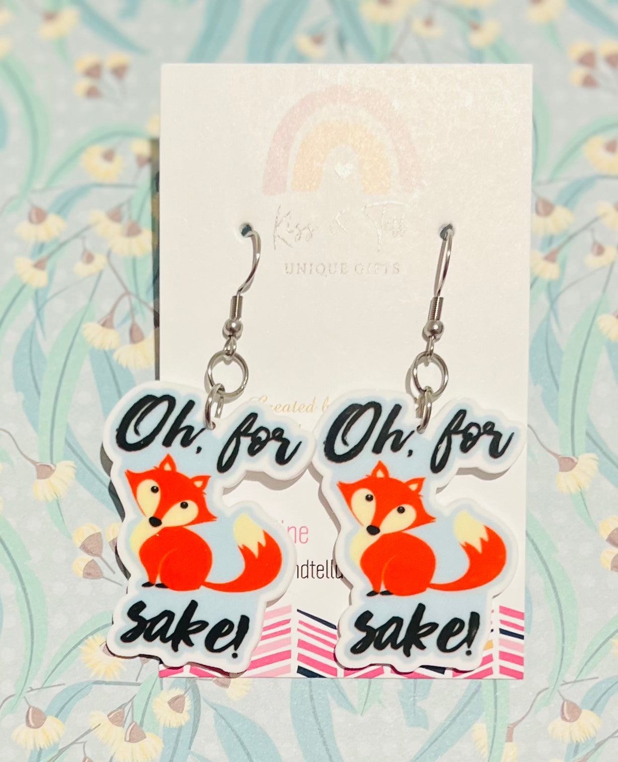 “Oh, for Fox Sake” Dangle Earrings