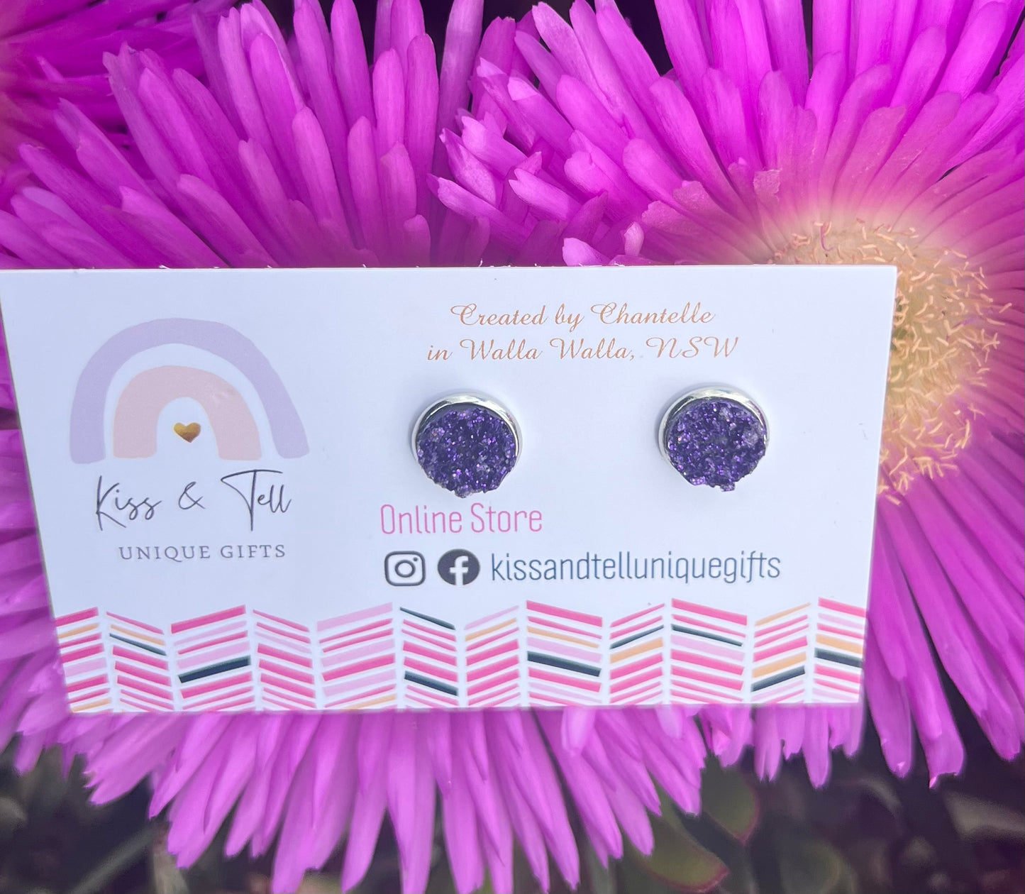 Druzy Stones in Bezel Stud Setting