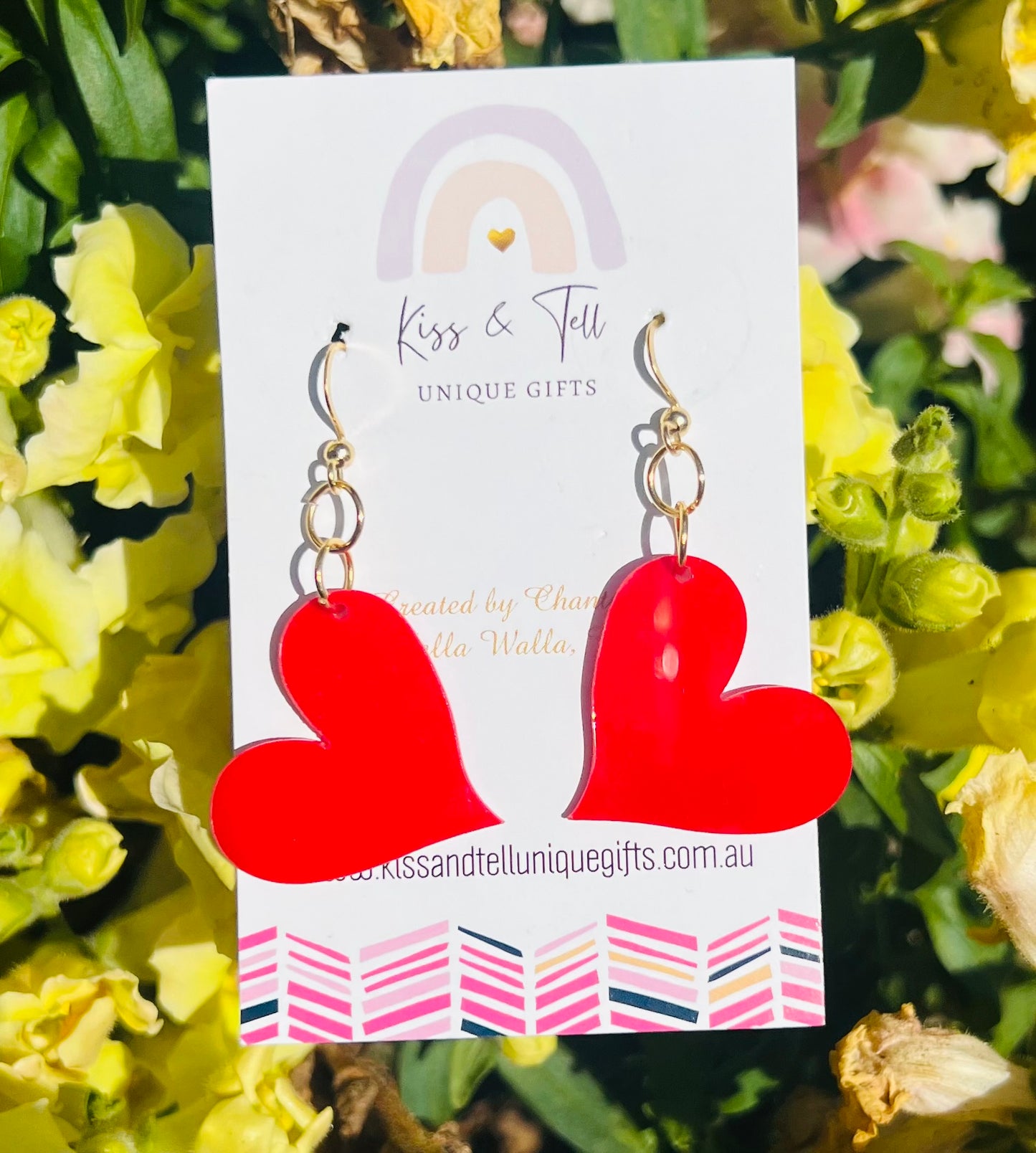 Pretty Red Heart Dangle Earrings