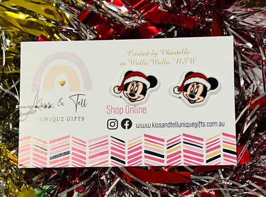 Christmas Minnie & Mickey Stud Earrings