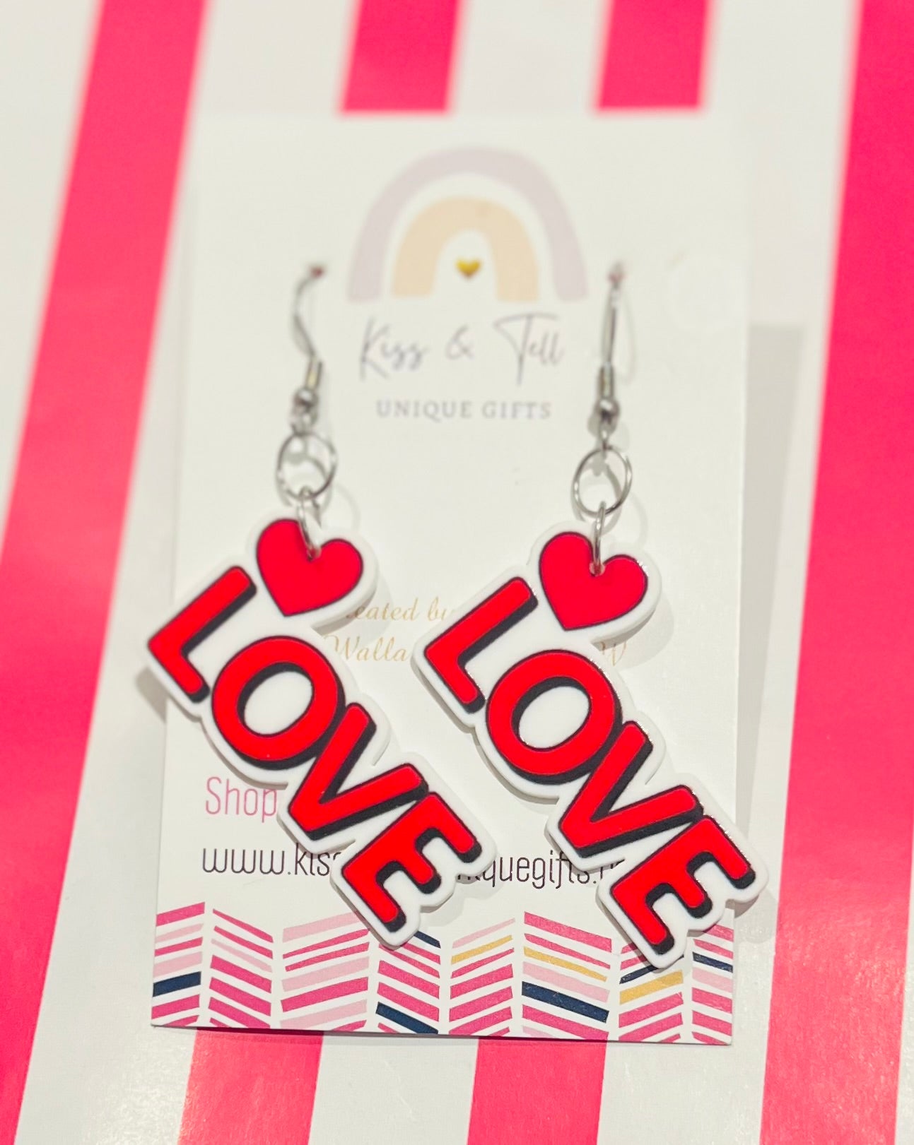 “Love” Words Dangle Earrings